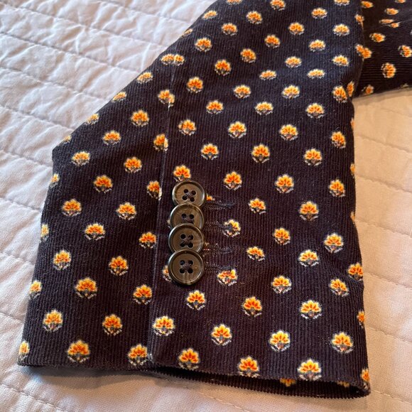 Women's Lands End Corduroy Blazer - Navy Blue & Yellow floral print, size 8 - Picture 5 of 10